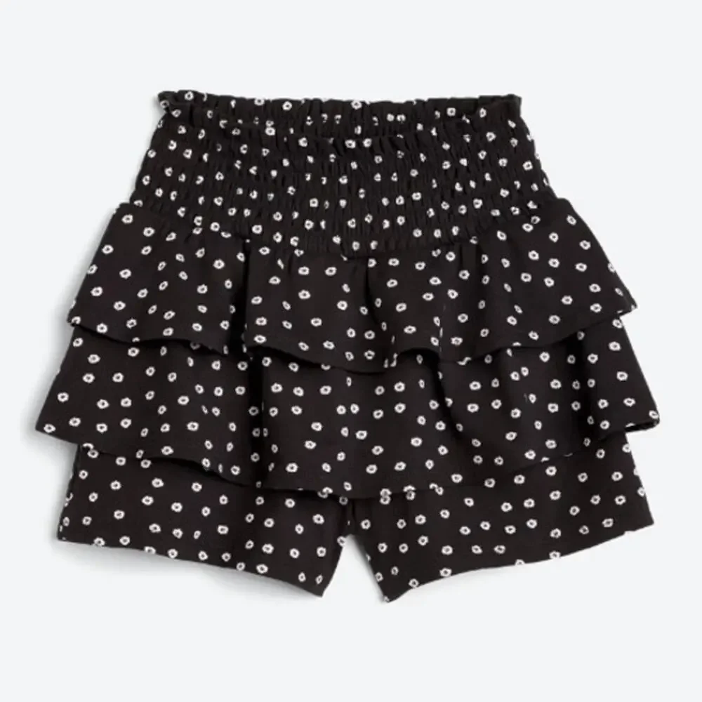 Girls Tiered Ruffle Skort Black White Polka Dot Love Glam Girl Size S